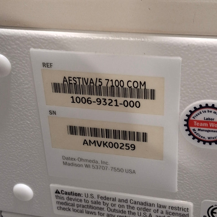 Datex-Ohmeda Datex-Ohmeda Aestiva 5 w/7100 Vent Anesthesia Machine Anesthesia reLink Medical