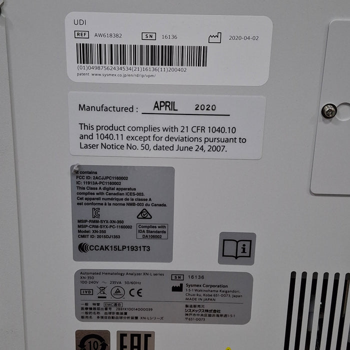 Sysmex Sysmex XN-350 Hematology Analyzer Clinical Lab reLink Medical