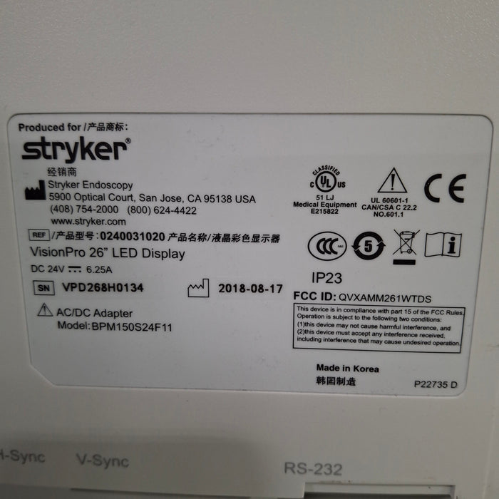 Stryker VisionPro 26" LED Display Monitor