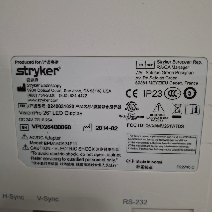 Stryker Stryker VisionPro 26" LED Display Monitor Rigid Endoscopy reLink Medical