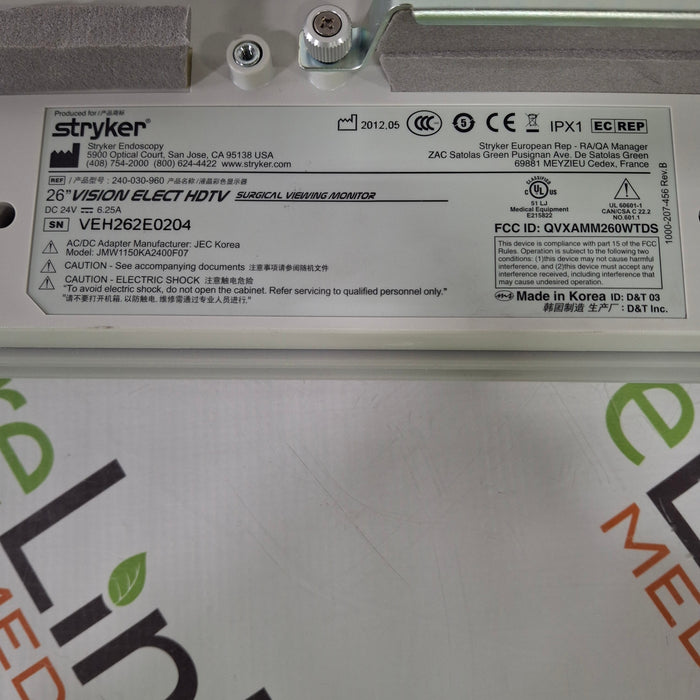 Stryker 26" Vision Elect HD Flat Panel Monitor
