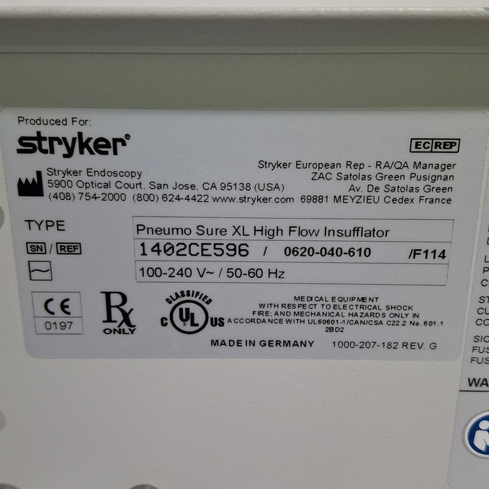 Stryker 620-040-610 Pneumo Sure XL High Flow Insufflator