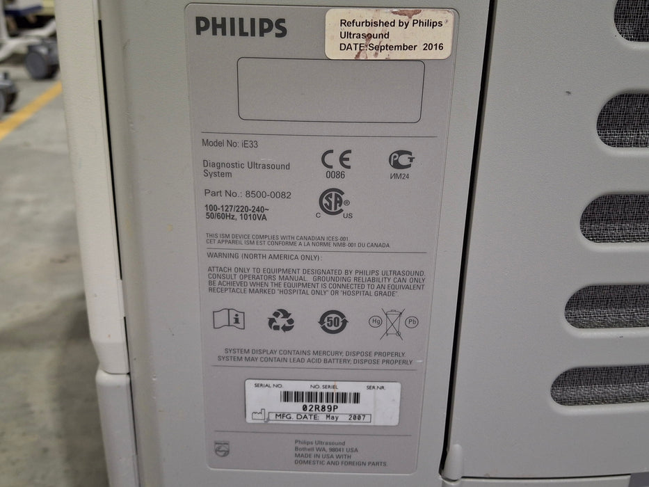 Philips IE33 A-E Cart Ultrasound