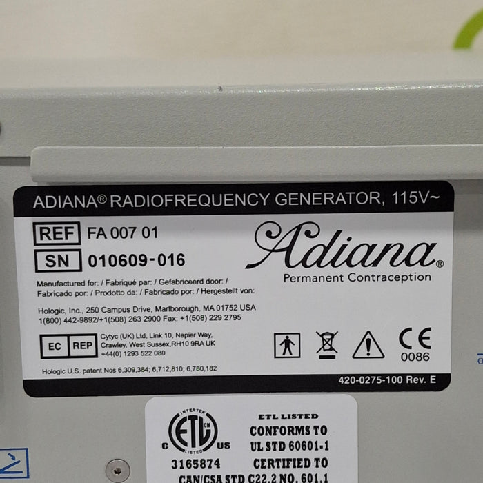 Hologic, Inc. Hologic, Inc. FA00701 Adiana Radiofrequency Generator Electrosurgical Units reLink Medical