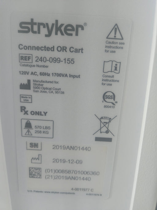 Stryker Stryker 240-099-155 Connected OR Cart Medical Furniture reLink Medical