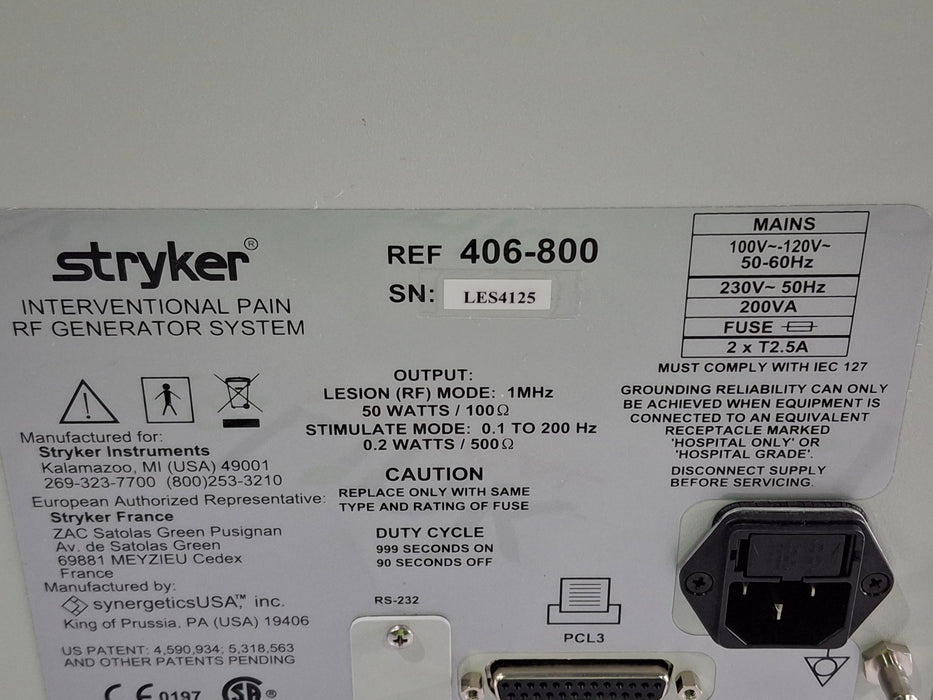 Stryker Stryker 406-800 RF Generator Electrosurgical Units reLink Medical
