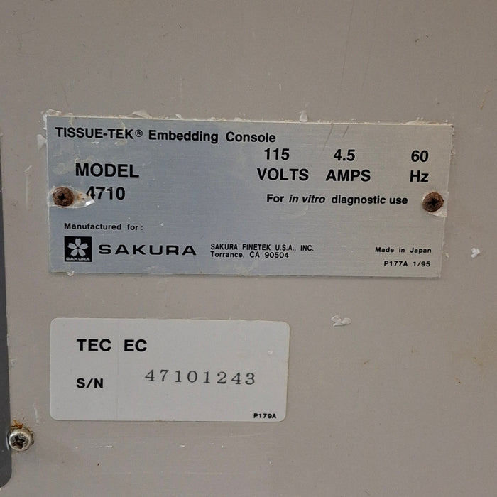 SAKURA Tissue-Tek Model 4710 Embedding Console