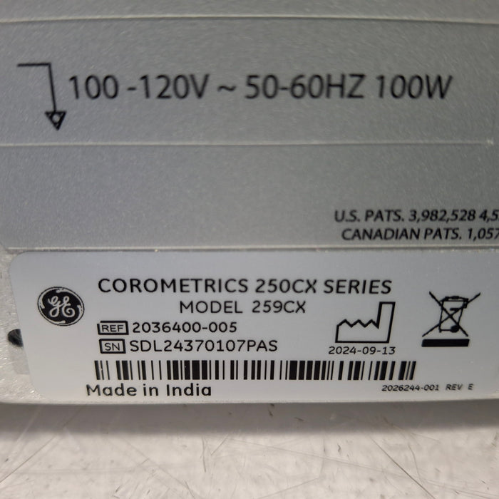 GE Healthcare GE Healthcare Corometrics 250cx Series Model 259cx Fetal Monitor Patient Monitors reLink Medical