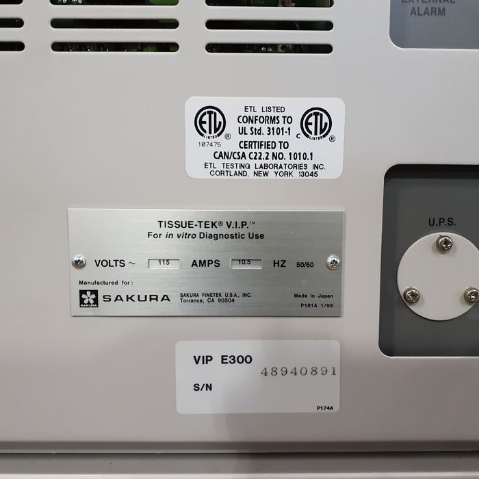 SAKURA Tissue-Tek V.I.P E300 Tissue Processor