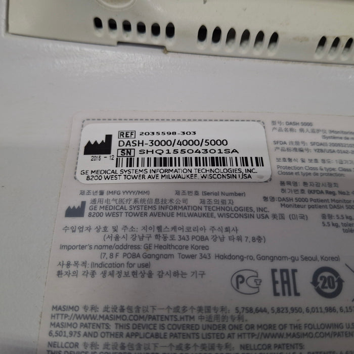 GE Healthcare GE Healthcare Dash 5000 - GE/Nellcor SpO2 Patient Monitor Patient Monitors reLink Medical