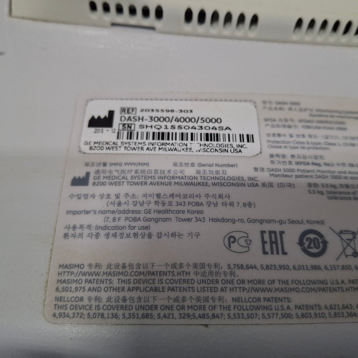 GE Healthcare GE Healthcare Dash 5000 - GE/Nellcor SpO2 Patient Monitor Patient Monitors reLink Medical