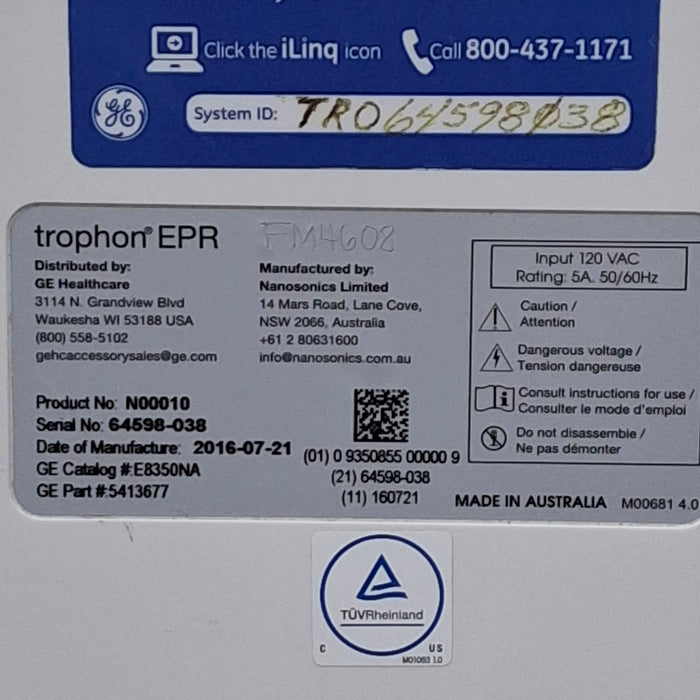 NanoSonics Trophon EPR High Level Disinfection