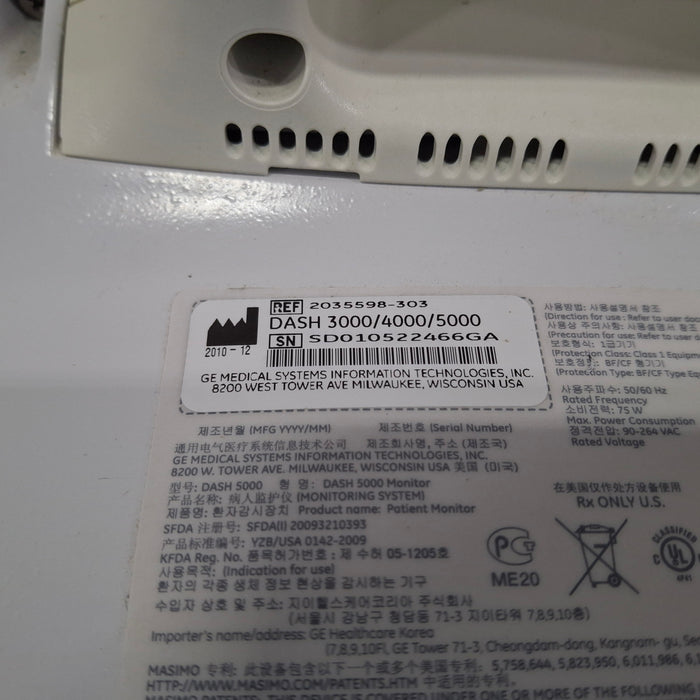 GE Healthcare GE Healthcare Dash 5000 - GE/Nellcor SpO2 Patient Monitor Patient Monitors reLink Medical