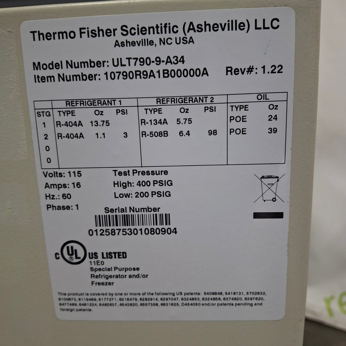 Thermo Scientific Thermo Scientific Revco Ultima II ULT790-9-A34 Chest Freezer Research Lab reLink Medical