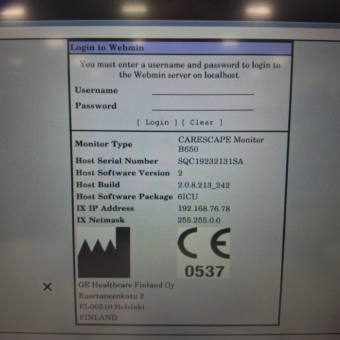 GE Healthcare Carescape B650 Patient Monitor
