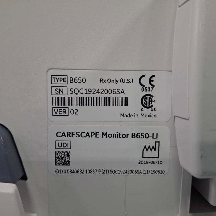 GE Healthcare Carescape B650 Patient Monitor