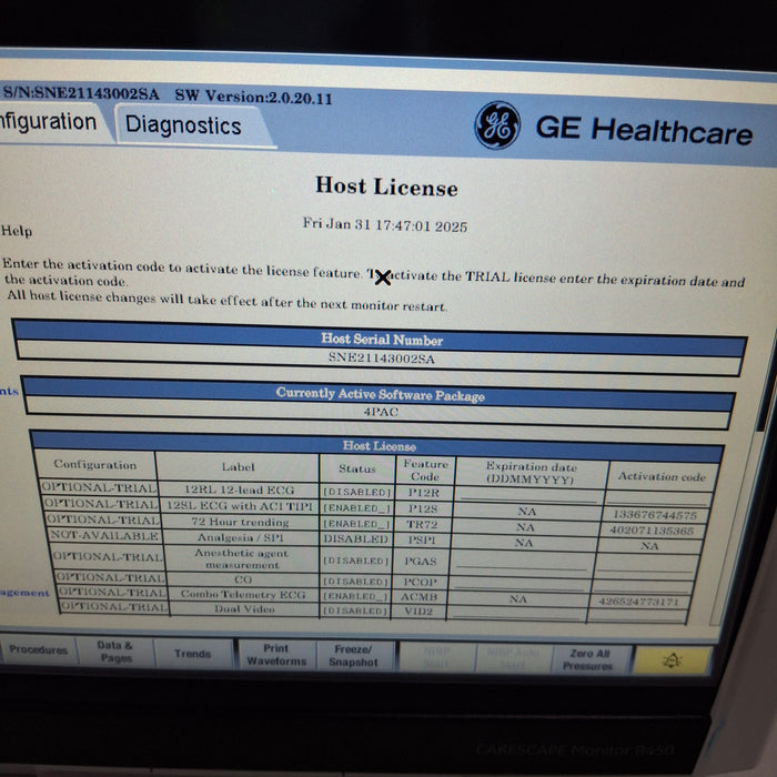 GE Healthcare Carescape B450 Patient Monitor