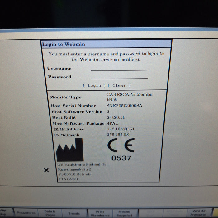 GE Healthcare GE Healthcare Carescape B450 Post Anesthesia Care Patient Monitor Patient Monitors reLink Medical