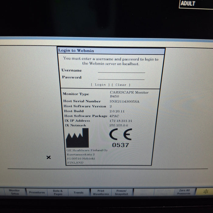 GE Healthcare Carescape B450 Patient Monitor