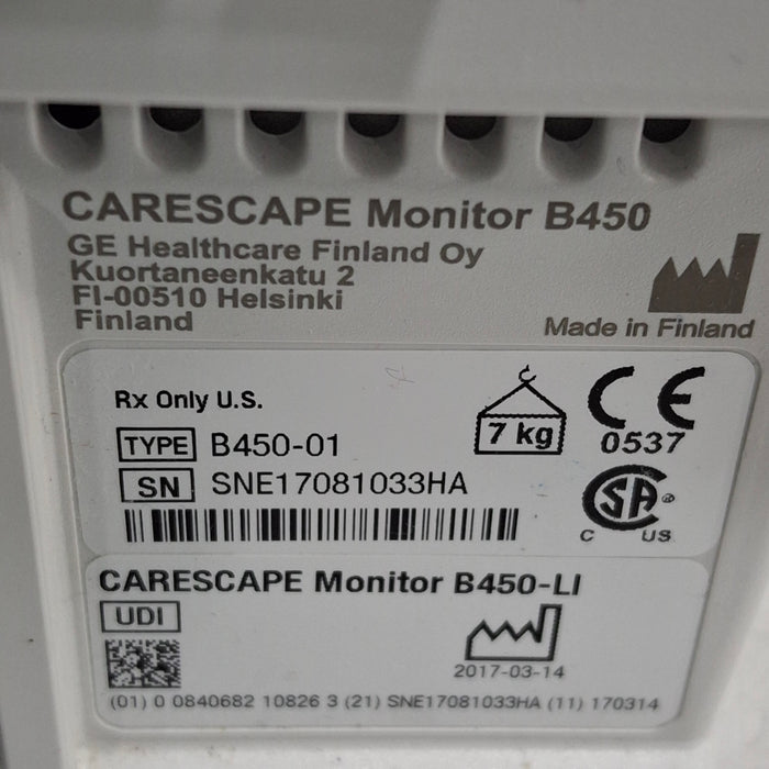 GE Healthcare GE Healthcare Carescape B450 Critical Care Patient Monitor Patient Monitors reLink Medical