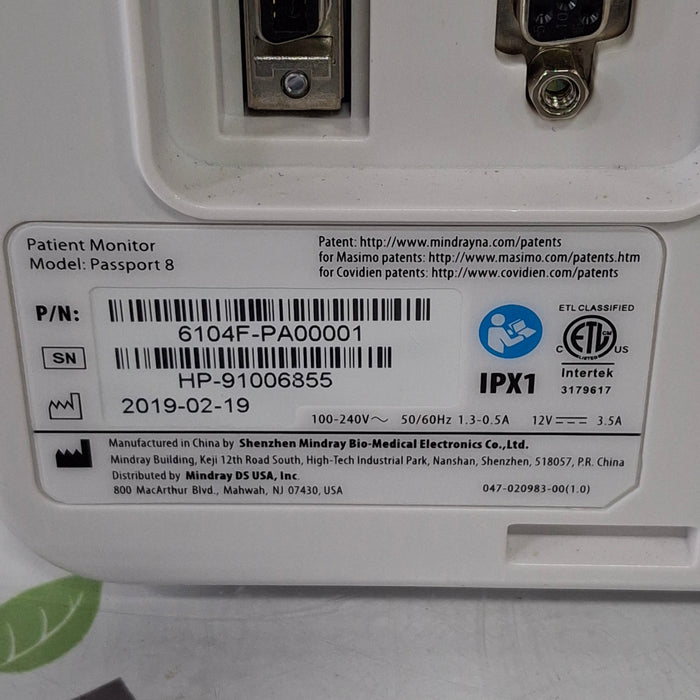 Mindray Passport 8 Patient Monitor