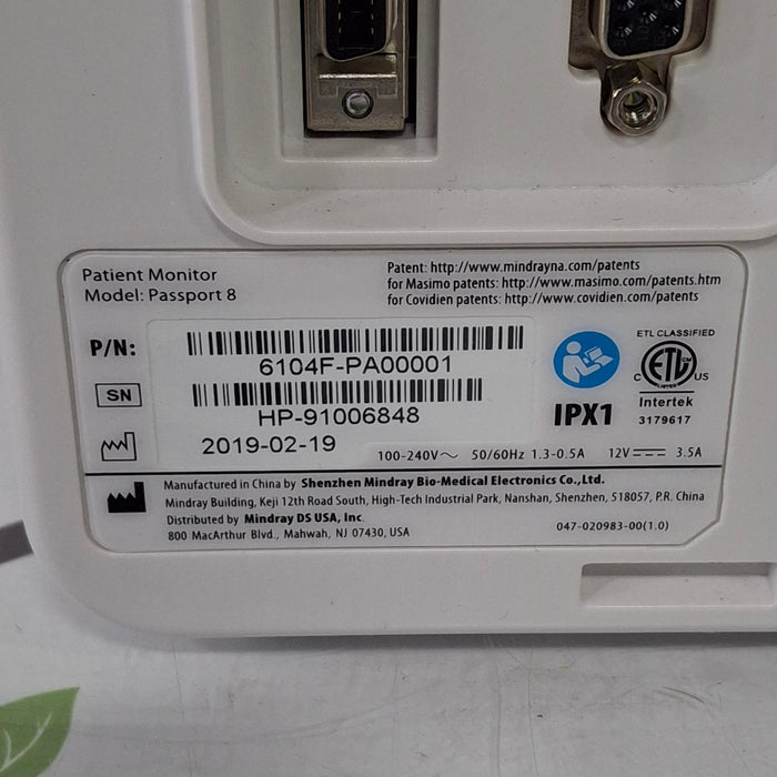 Mindray Passport 8 Patient Monitor