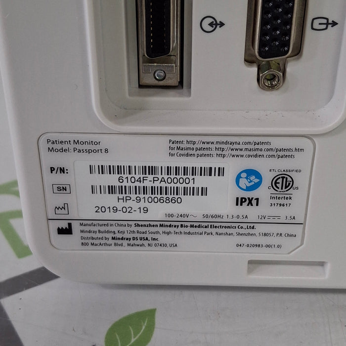 Mindray Passport 8 Patient Monitor