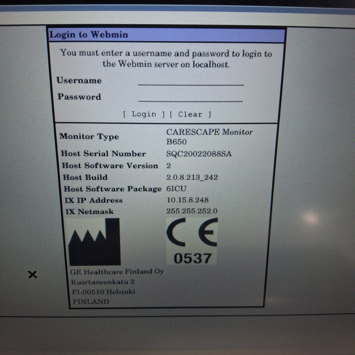 GE Healthcare Carescape B650 Critical Care Patient Monitor