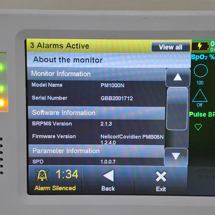 Covidien PM1000N Nellcor Bedside SPO2 Monitor
