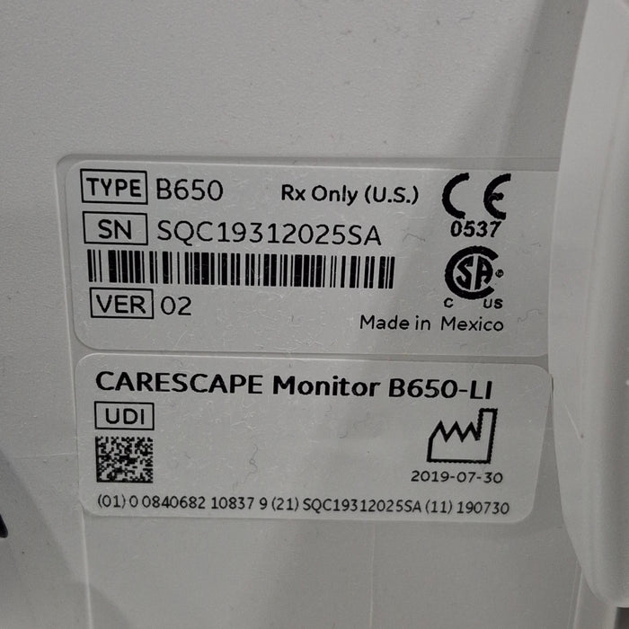 GE Healthcare GE Healthcare Carescape B650 Critical Care Patient Monitor Patient Monitors reLink Medical