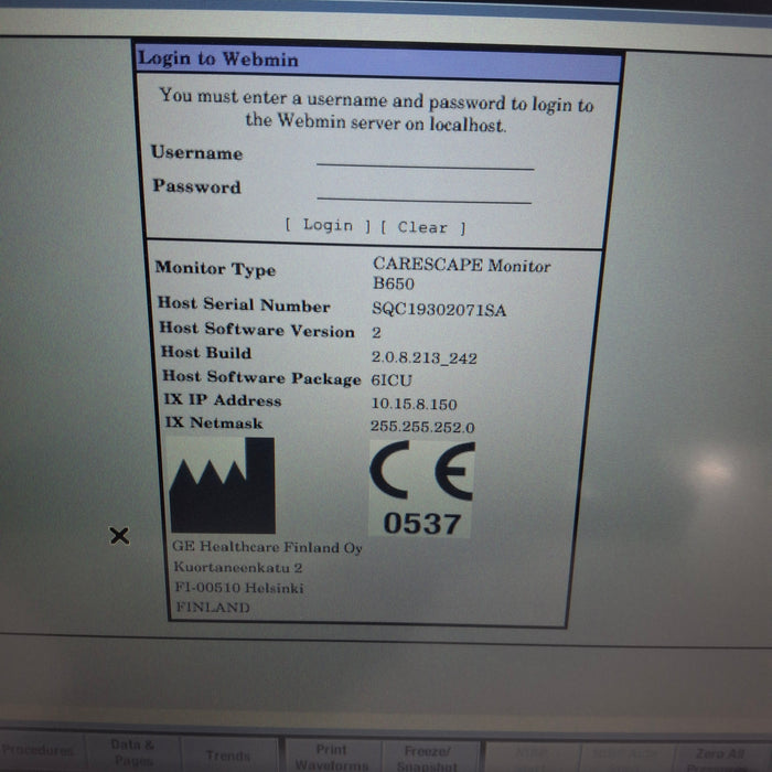 GE Healthcare Carescape B650 Patient Monitor