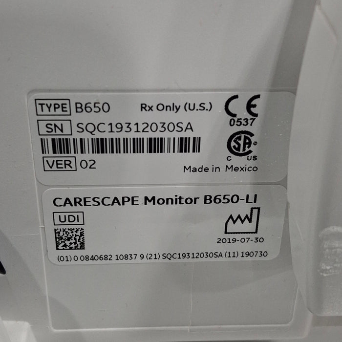 GE Healthcare GE Healthcare Carescape B650 Patient Monitor Patient Monitors reLink Medical