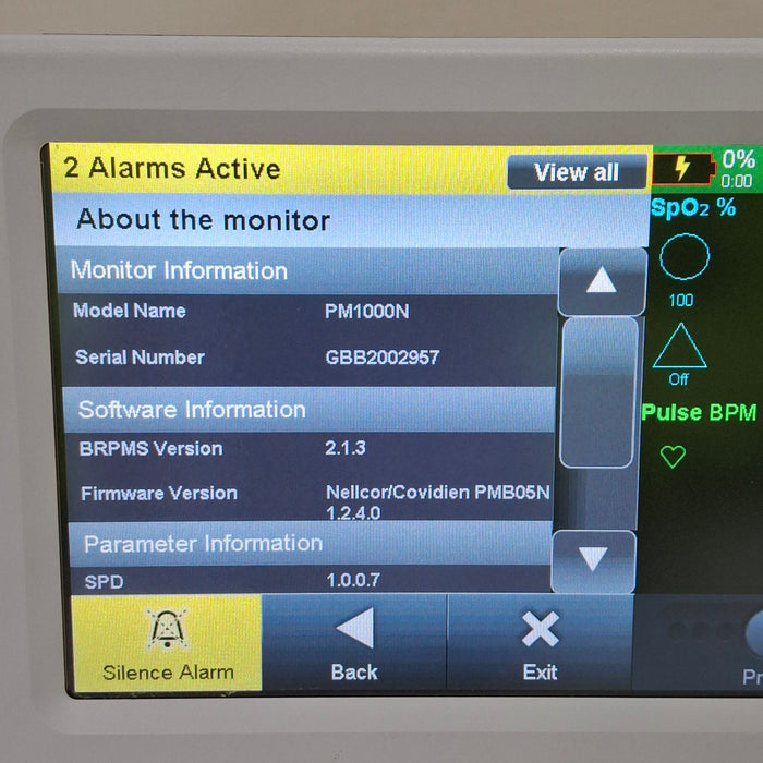 Covidien PM1000N Nellcor Bedside SPO2 Monitor