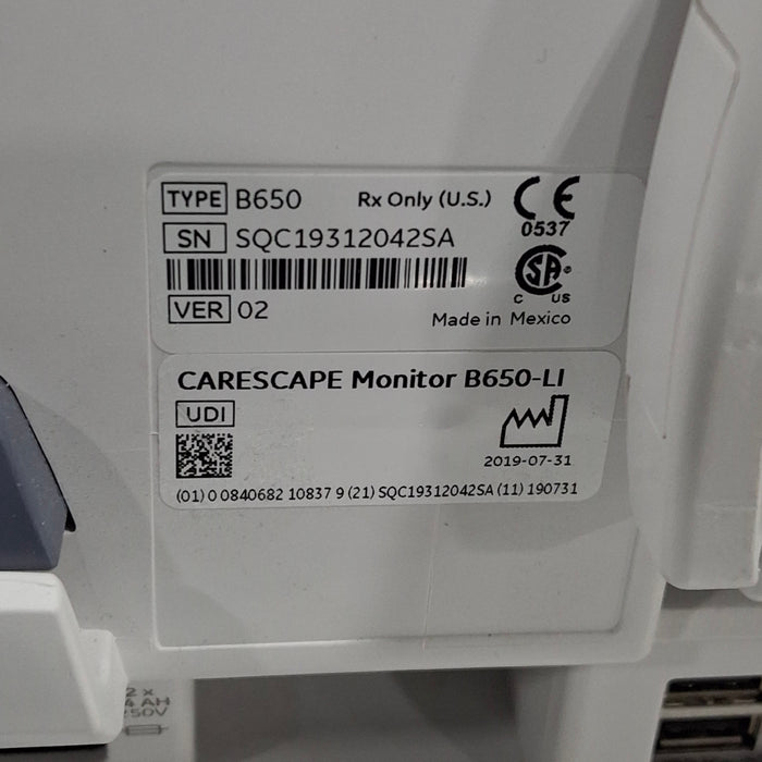 GE Healthcare GE Healthcare Carescape B650 Patient Monitor Patient Monitors reLink Medical