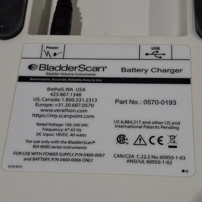 Verathon Medical, Inc BladderScan 0570-0193 Battery Charger