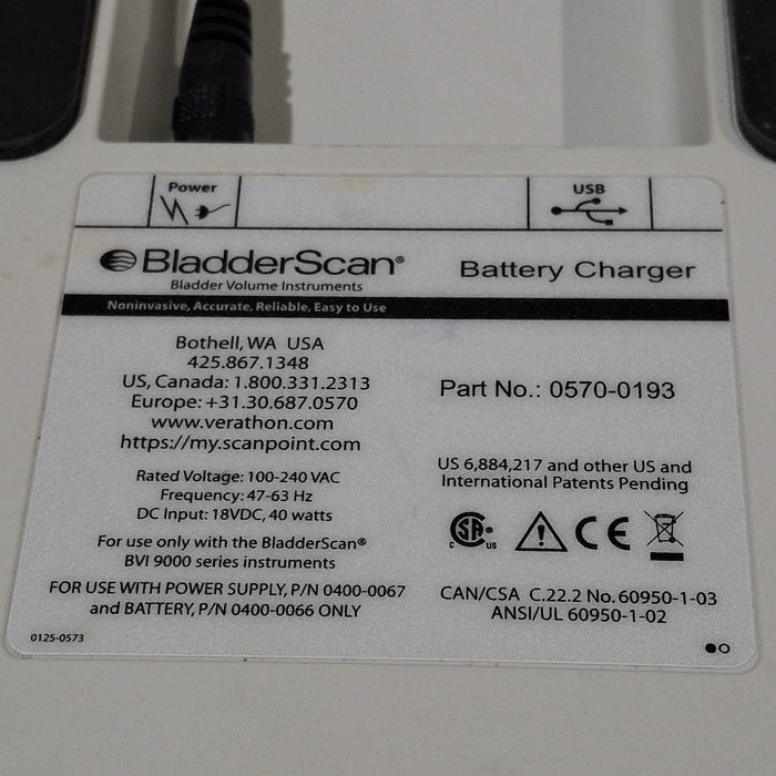 Verathon Medical, Inc Verathon Medical, Inc BladderScan 0570-0193 Battery Charger Surgical Equipment reLink Medical