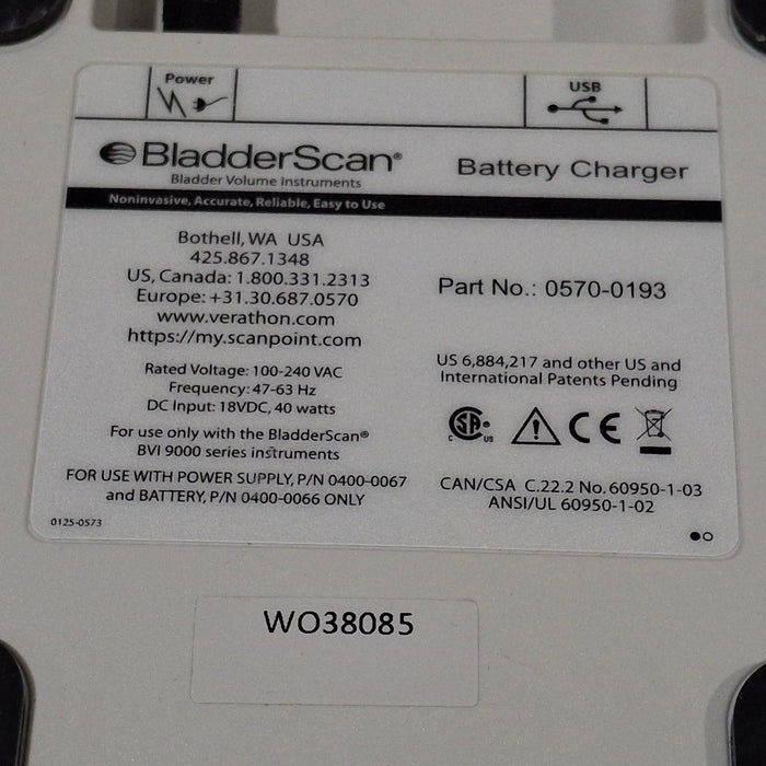 Verathon Medical, Inc Verathon Medical, Inc BladderScan 0570-0193 Battery Charger Surgical Equipment reLink Medical