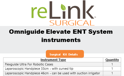 OmniGuide, Inc. Elevate ENT Instrumentation Set