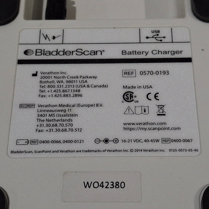 Verathon Medical, Inc Verathon Medical, Inc BladderScan 0570-0193 Battery Charger Surgical Equipment reLink Medical