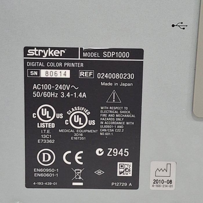 Stryker Stryker SDP1000 Digital Color Printer Rigid Endoscopy reLink Medical