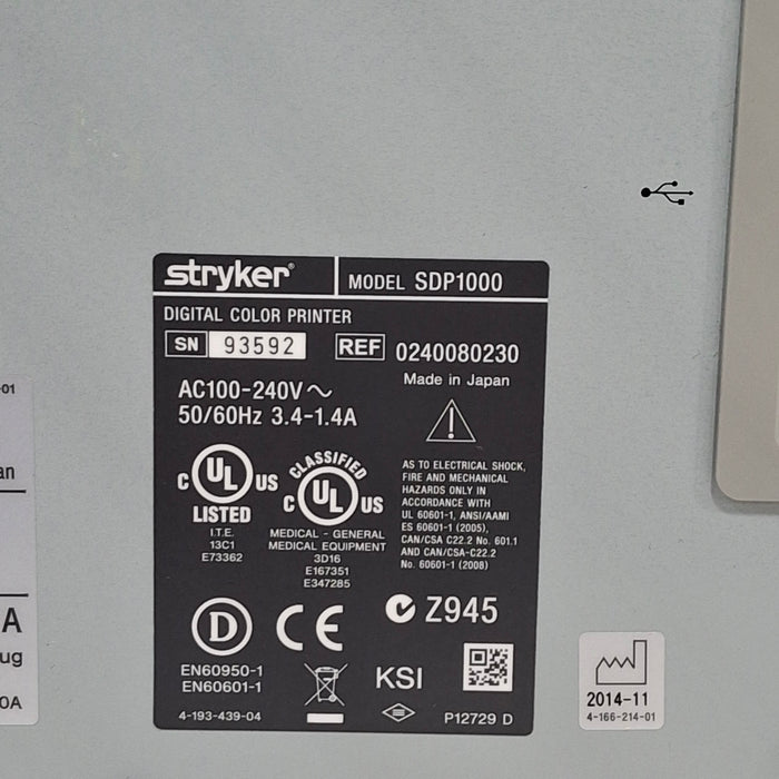 Stryker Stryker SDP1000 Digital Color Printer Rigid Endoscopy reLink Medical