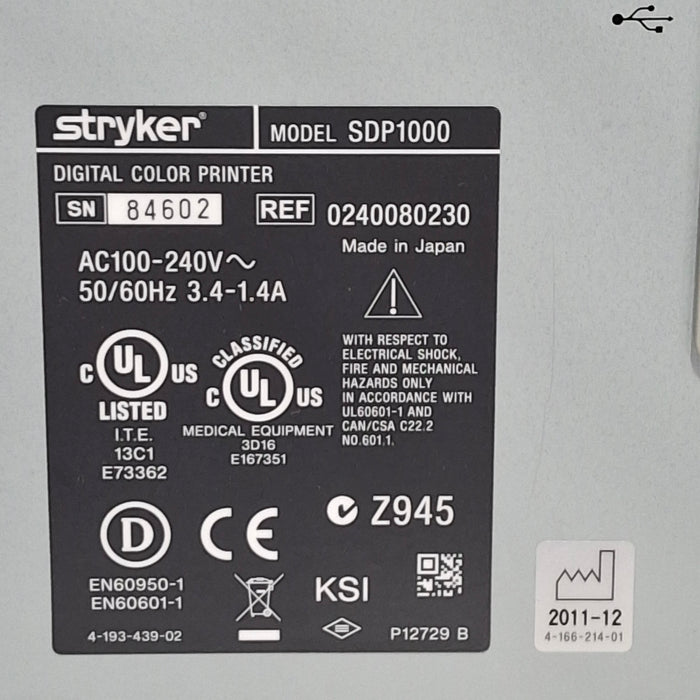 Stryker Stryker SDP1000 Digital Color Printer Rigid Endoscopy reLink Medical