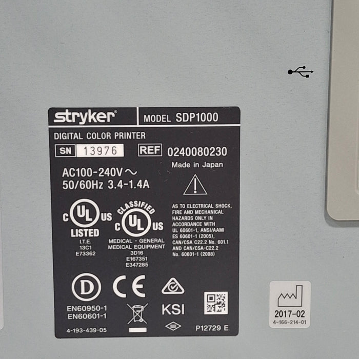 Stryker Stryker SDP1000 Digital Color Printer Rigid Endoscopy reLink Medical