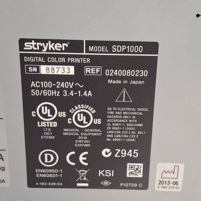Stryker Stryker SDP1000 Digital Color Printer Rigid Endoscopy reLink Medical
