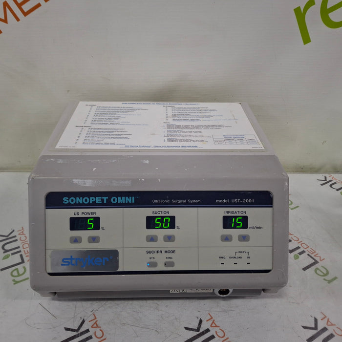 Stryker Stryker SonoPet Omni UST-2001 Ultrasonic Surgical System Electrosurgical Units reLink Medical