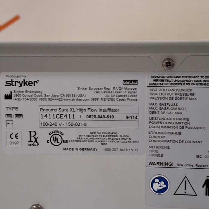Stryker Stryker 620-040-610 Pneumo Sure XL High Flow Insufflator Rigid Endoscopy reLink Medical