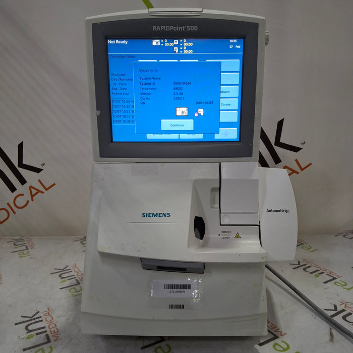 Siemens Rapidpoint 500 Blood Gas Analyzer
