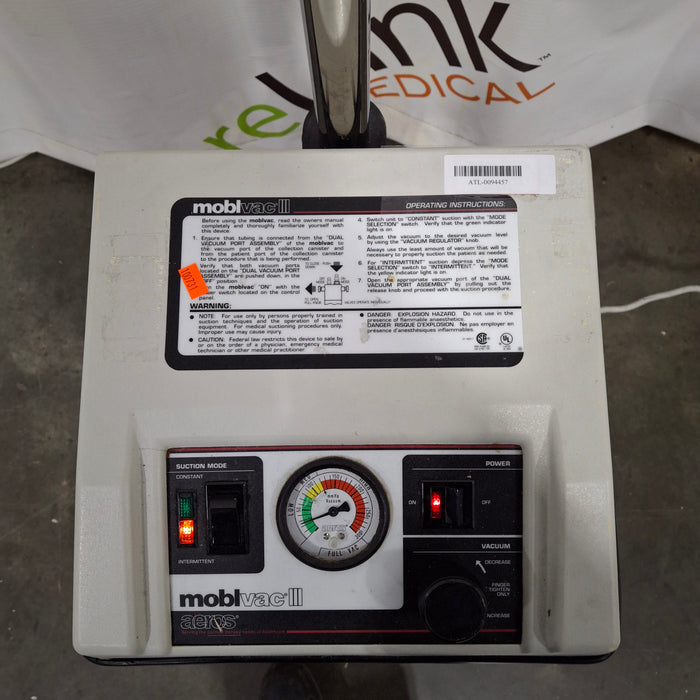 Aeros Aeros Moblvac III Portable Suction Unit Surgical Equipment reLink Medical