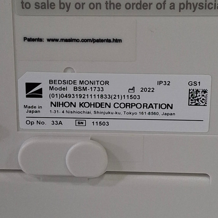 Nihon Kohden BSM-1733 Life Scope PT Transport Patient Monitor