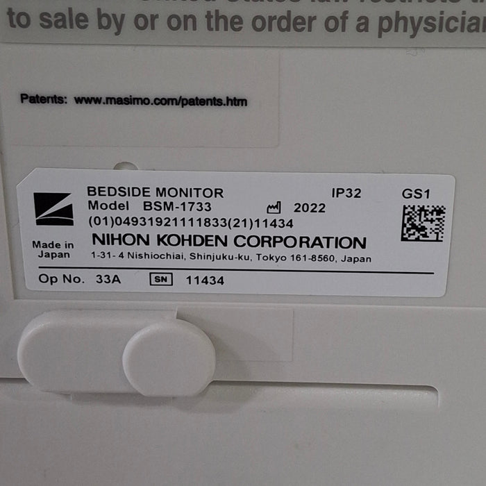 Nihon Kohden BSM-1733 Life Scope PT Transport Patient Monitor